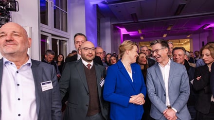 Robert Crumbach, René Wilke, Franziska Giffey und Christian Tretbar (v.l.)