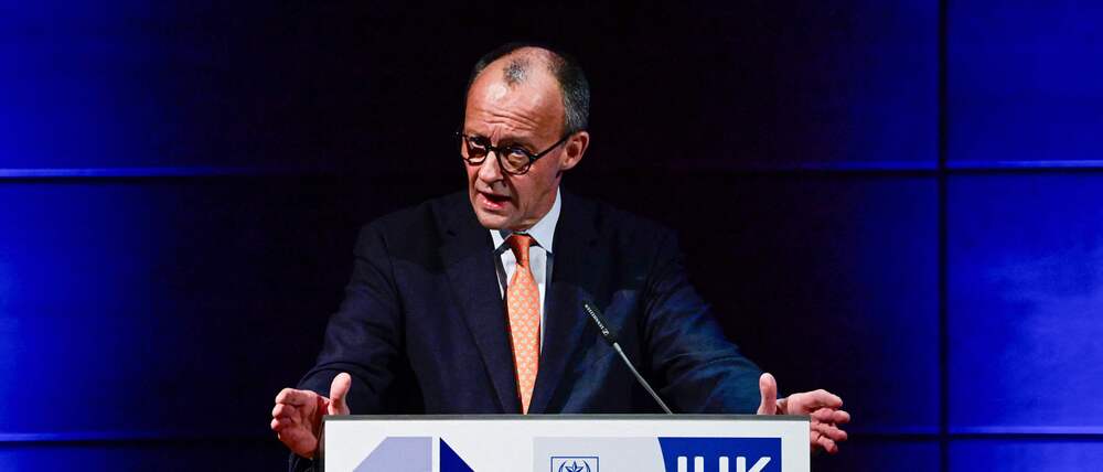 Kanzler Friedrich Merz in Halle.