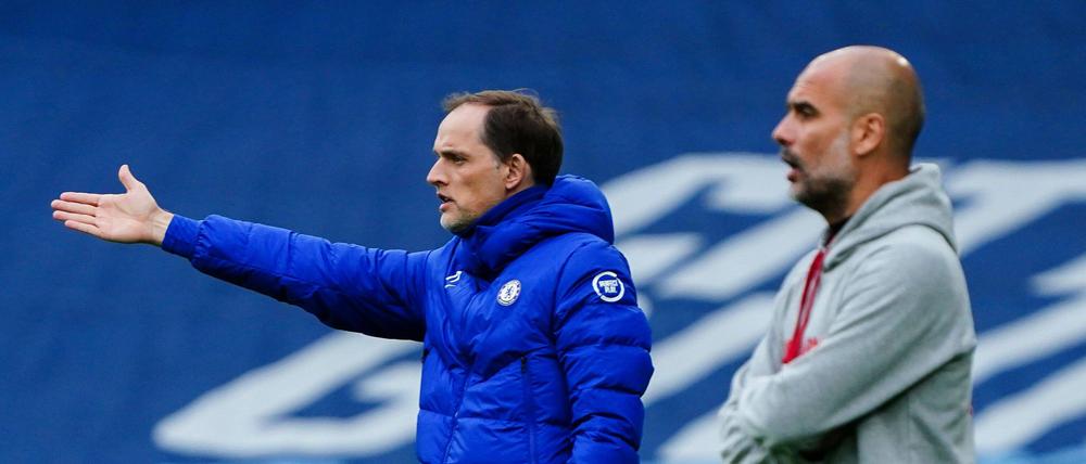 Pep Guardiola (rechts) und Thomas Tuchel treffen am Samstag im Finale der Champions League aufeinander.