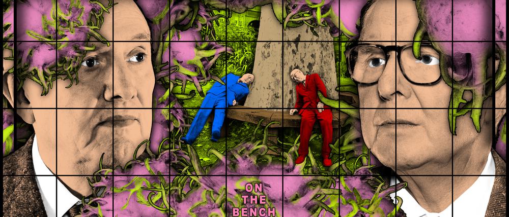Gilbert & George, „On the Bench“, 2019