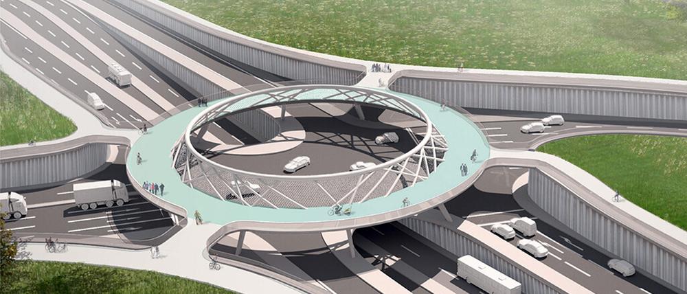 Tangentialverbindung Ost Kreisverkehr Brücke Simulation: KOLB UND RIPKE GESELLSCHAFT VON ARCHITEKTEN MBH