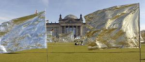 Goldfahnen vor dem Reichstag