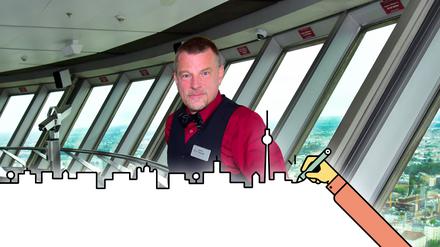 Sven Thumm arbeitet als Aufzugführer im Fernsehturm am Alexanderplatz.
