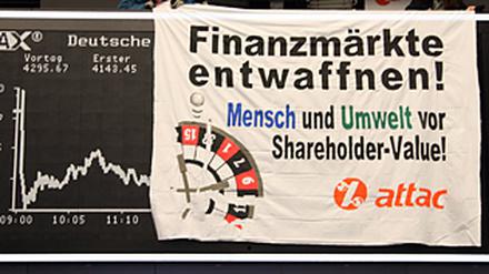 Attac-Aktion an Frankfurter Börse