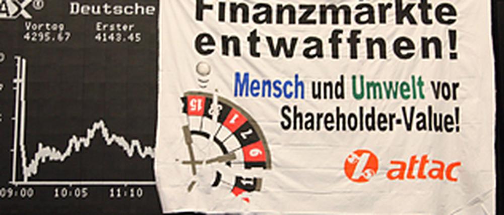 Attac-Aktion an Frankfurter Börse