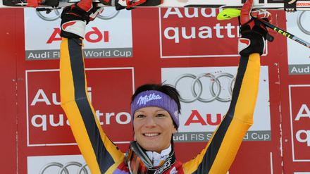 Maria Riesch bei der Siegerehrung
