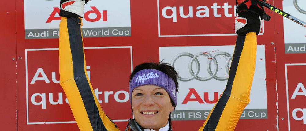 Maria Riesch bei der Siegerehrung