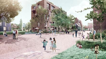 Prof. Andreas Garkisch, Vorsitzender des Gutachtergremiums., belobigte den Preisträger Studio Wessendorf für die geplanten massiven Gebäudemassen: „ Die grundlegende Idee des urbanen Angers entwickelt einen robusten öffentlicher Raum, der eine lebendige Nachbarschaft ermöglichen wird.“