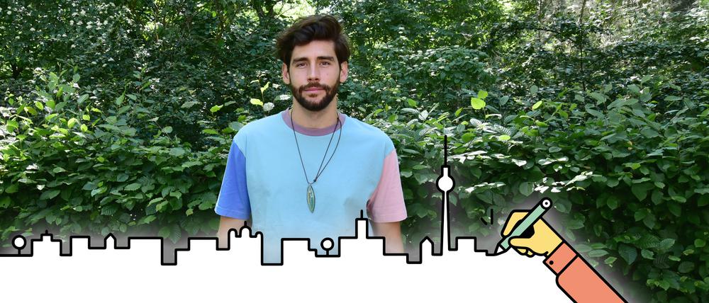 Der Popmusiker Alvaro Soler im Volkspark Friedrichshain. 