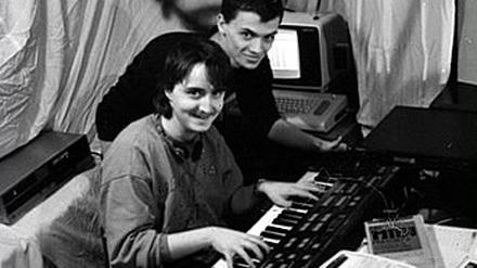 Im Tonstudio Schulzendorf: Marco Birkner und Olaf Kretschmann 1989.
