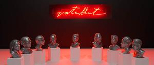 Das Team als Hologramm. Seit knapp 30 Jahren gibt es die Agentur Vaterblut.