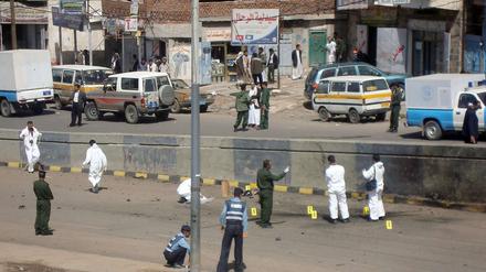 Der Ort des versuchten Attentats in Sanaa.