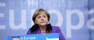 Bundeskanzlerin Angela Merkel während einer Kundgebung der CDU zum Europawahlkampf 2009.