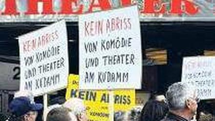 Für die Rettung der Ku’damm-Bühnen fanden auch Demonstrationen statt. Foto: pa/dpa