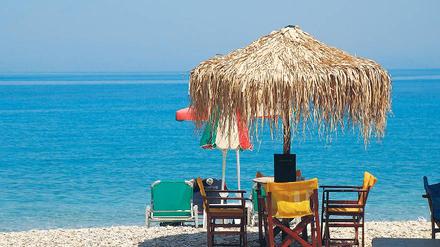 Wenig los hier. Am Kokkari-Strand auf Samos – sonst gerade bei Deutschen beliebt – haben Urlauber derzeit keine Platzprobleme. Foto: dpa
