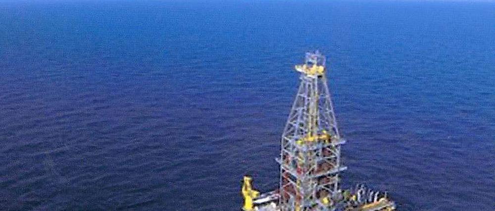 Die Bohrinsel "Deepwater Horizon" im Golf von Mexiko, die im April 2010 explodierte und im Meer versank.
