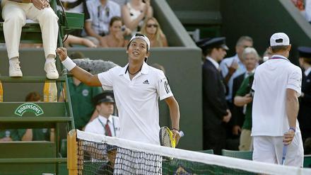 Der eine geht, der andere bleibt: Yen-Hsun Lu schickt Andy Roddick nach Hause.