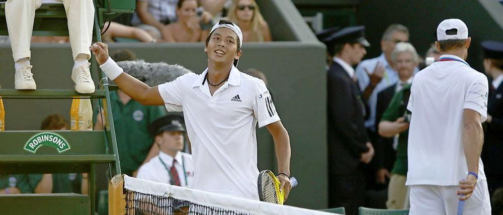 Der eine geht, der andere bleibt: Yen-Hsun Lu schickt Andy Roddick nach Hause.