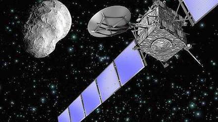 In dieser Grafik sind sich Lutetia (l.) und Rosetta schon ziemlich nahe.