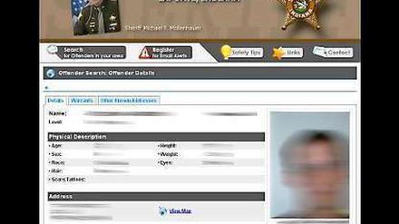 Ganz offiziell: Internet-Pranger "Dru Sjodin National Sex Offender Public Website".