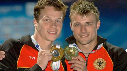 Europameister Sascha Klein (r.) und Silbermedaillengewinner Patrick Hausding.
