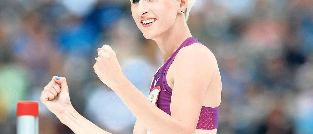 Locker gefloppt. Ariane Friedrich fehlte ihre Konkurrentin Blanka Vlasic. Foto: ddp
