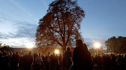 Proteste unter Bäumen: Auch am 4. Oktober versammeln sich die Menschen in Stuttgart zur Montagsdemo. Sie demonstrieren unter anderem für den Erhalt der Bäume im Schlosspark. 