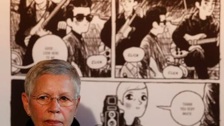Stilikone: Astrid Kirchherr beim Pressegespräch mit Arne Bellstorf.