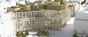 Großprojekt in der Stadtmitte. Eine Visualisierung der „Mall of Berlin“ am Leipziger Platz. Die Eröffnung wurde schließlich für den 25. September 2014 angekündigt. Der ursprünglich geplante Termin am 30. Mai war wegen Bauverzögerungen verschoben worden.