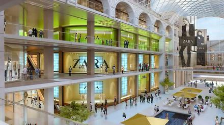 Einkaufstempel. So soll die Passage der „Mall of Berlin“ bald aussehen. 