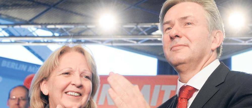 Kraft holen. NRW-Ministerpräsidentin Hannelore Kraft forderte als Gastrednerin die Berliner SPD zu Selbstbewusstsein auf. Foto: dapd