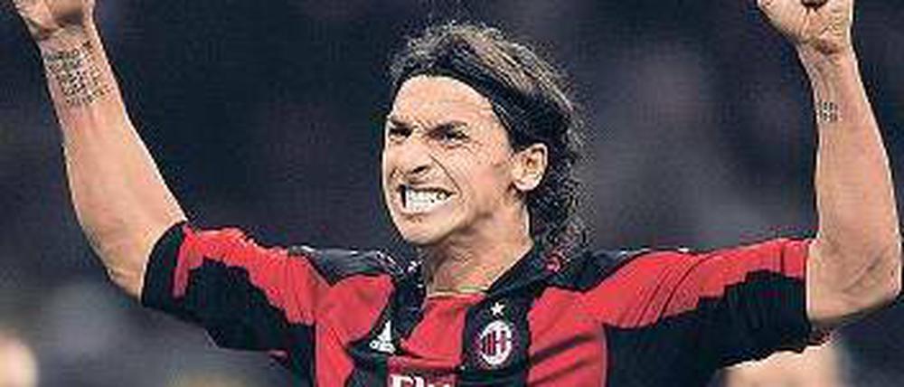 Genugtuung. Zlatan Ibrahimovic erzielte für den AC Mailand das Siegtor gegen seinen ehemaligen Verein Inter. Foto: AFP