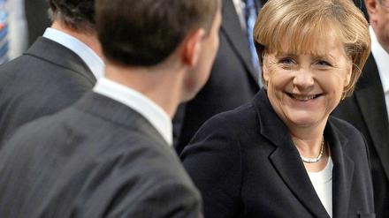 Bundeskanzlerin Angela Merkel auf dem Nato-Gipfel.