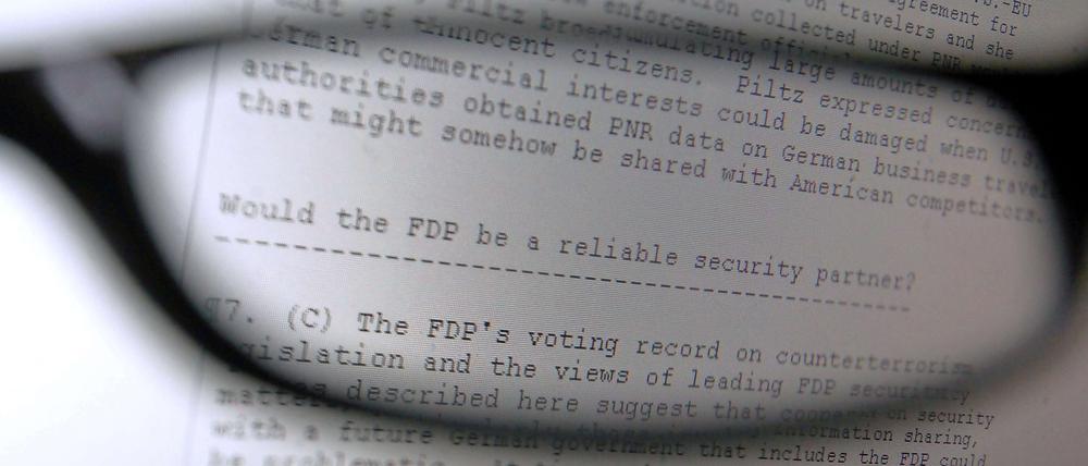 Ausriss aus Wikileaks - US-Dokumente über die Verlässlichkeit der FDP.