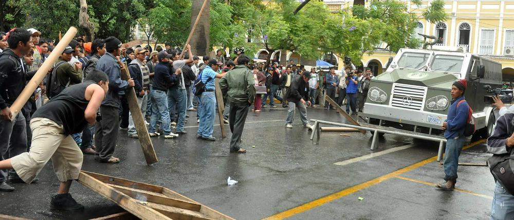 Krawalle in Bolivien.