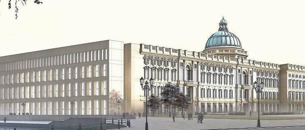 Klassisch: Der Wiederaufbau ist beschlossen, aber an der Kuppel des Schlosses scheiden sich die Geister. 