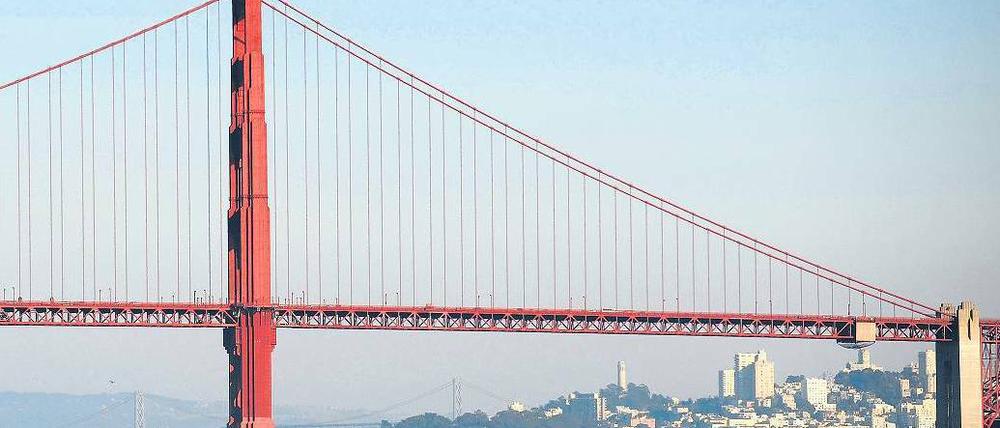 Das Goldene Tor zur Bucht von San Francisco in Kalifornien. Die Bucht gilt Seglern als verlässliches Revier. Foto: AFP