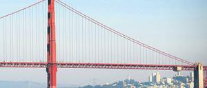 Das Goldene Tor zur Bucht von San Francisco in Kalifornien. Die Bucht gilt Seglern als verlässliches Revier. Foto: AFP