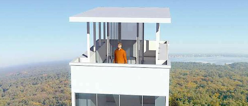 Der etwa 30 Meter hohe Müggelturm soll renoviert werden. Von oben kann man kilometerweit über Berlin und Brandenburg blicken.