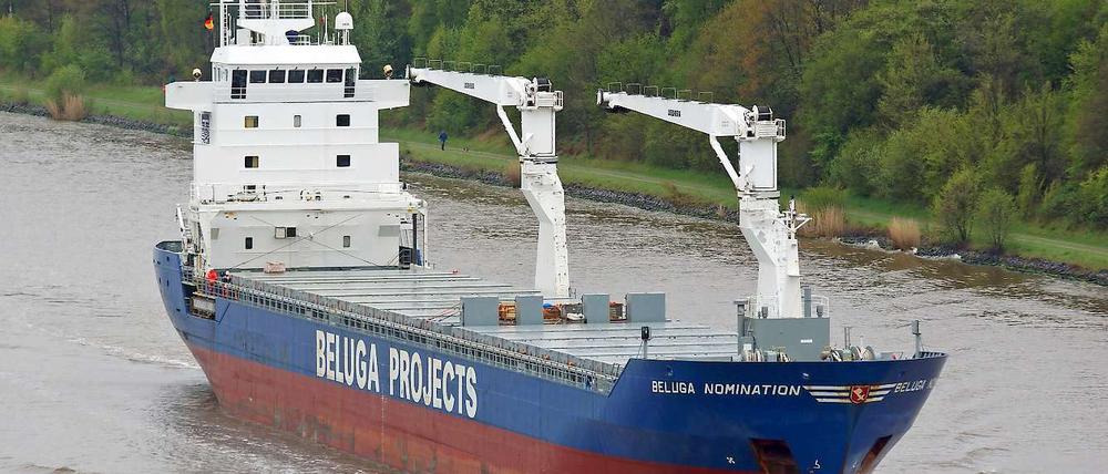 Das unter der Flagge Antigua und Barbuda fahrende Transportschiff "Beluga Nomination" der Bremer Reederei Beluga Shipping.