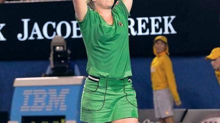 Grüner Gruß. Kim Clijsters bedankt sich modisch bei den australischen Fans.