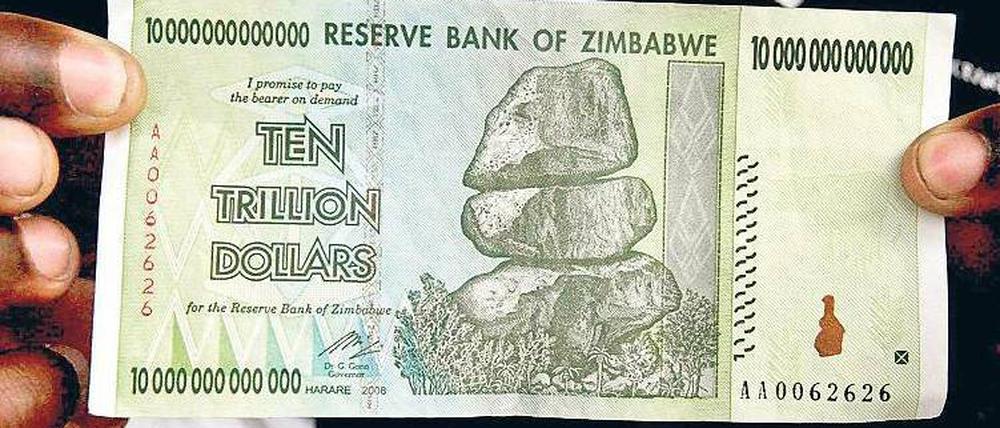 Hyperinflation. Bevor der Simbabwe-Dollar 2009 abgeschafft wurde, lag die Teuerungsrate bei 231 Millionen Prozent.