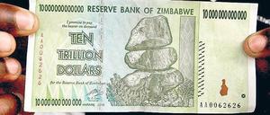 Hyperinflation. Bevor der Simbabwe-Dollar 2009 abgeschafft wurde, lag die Teuerungsrate bei 231 Millionen Prozent. 