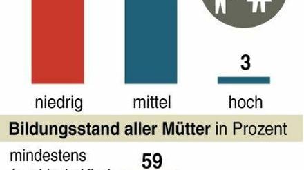 Nur drei Prozent der jungen Mütter haben einen Hochschul- oder Fachhochschulabschluss.