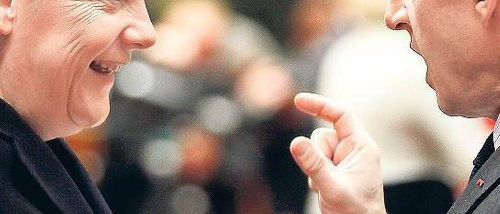 So einig war man sich nicht immer. Die Kanzlerin stand Nicolas Sarkozys (rechts) Plänen einer gemeinsamen Wirtschaftspolitik früher skeptischer gegenüber. Foto: Olivier Hoslet/dpa