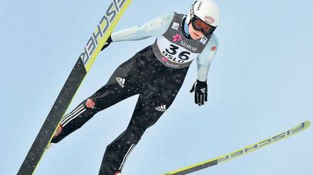 Fliegende Frau. Die deutsche Skispringerin Ulrike Gräßler zählt bei der WM in Oslo zu den Favoritinnen. Foto: dpa