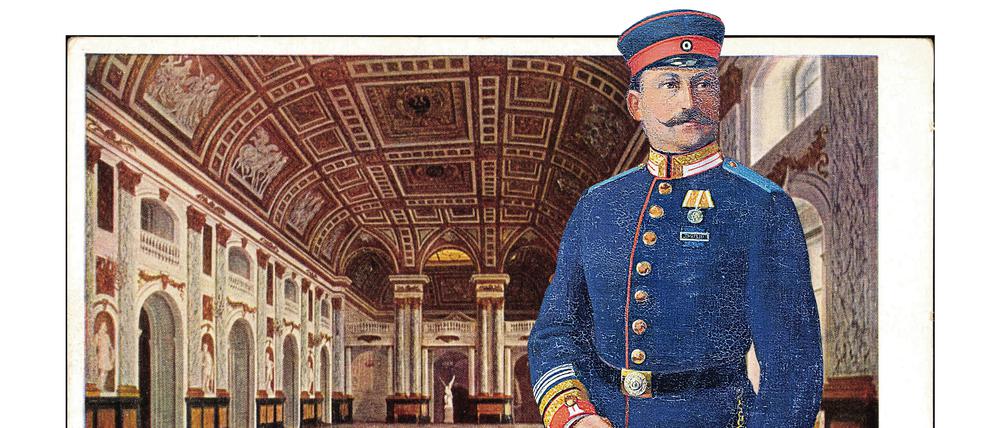 Ein Besuch im Schloss. Im weißen Saal speiste an dem Tag die kaiserliche Familie. Auch Unteroffizier Gustav Hartmann durfte an der Tafel dort teilnehmen.