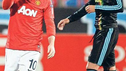 Zum Schreien. Wayne Rooney ärgert sich über eine vergebene Chance. Foto: dpa