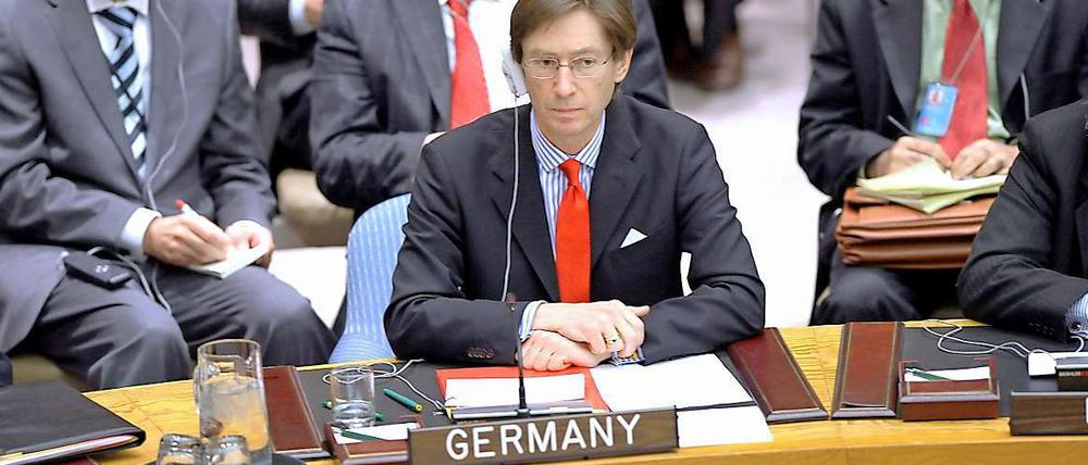 Der deutsche UN-Botschafter Peter Wittig enthält sich der Stimme - genau wie seine Kollegen aus China, Russland, Brasilien und Indien. 