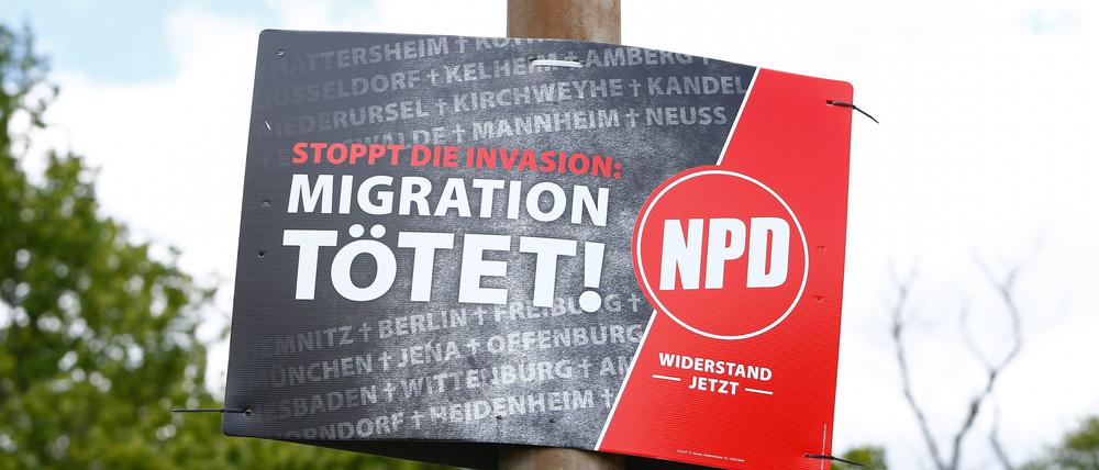 Eines der Wahlplakate der NPD zur Europawahl 2019.